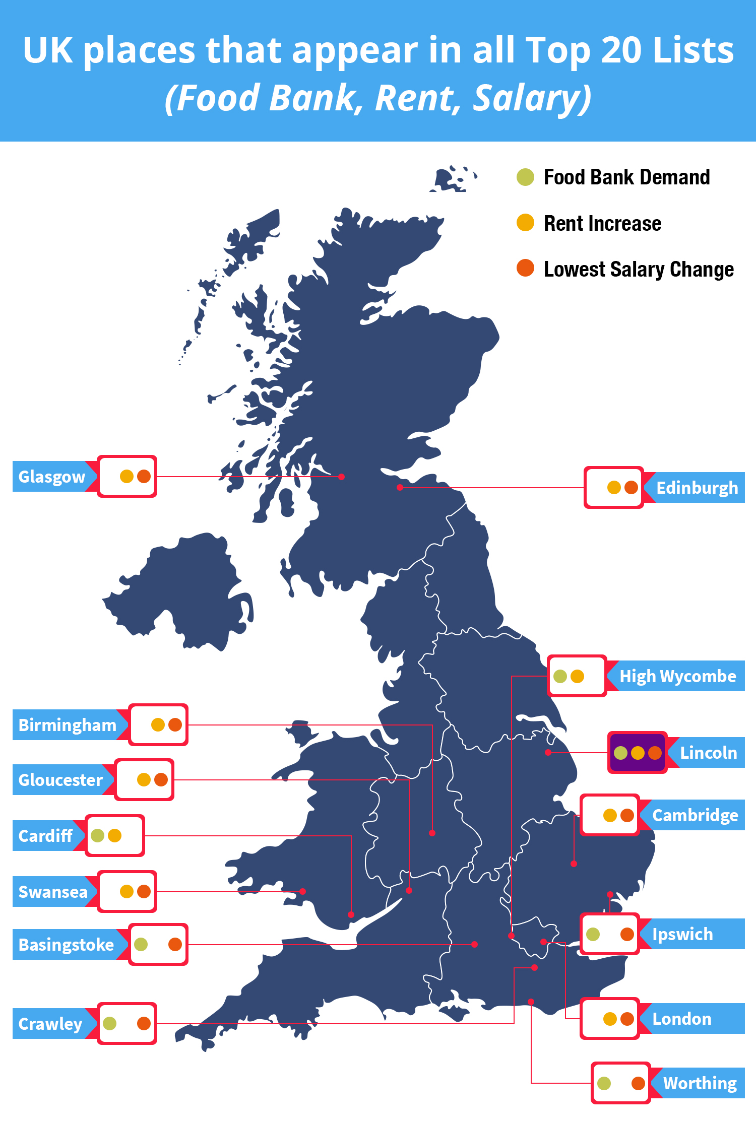 Most impacted UK locations by the cost of living