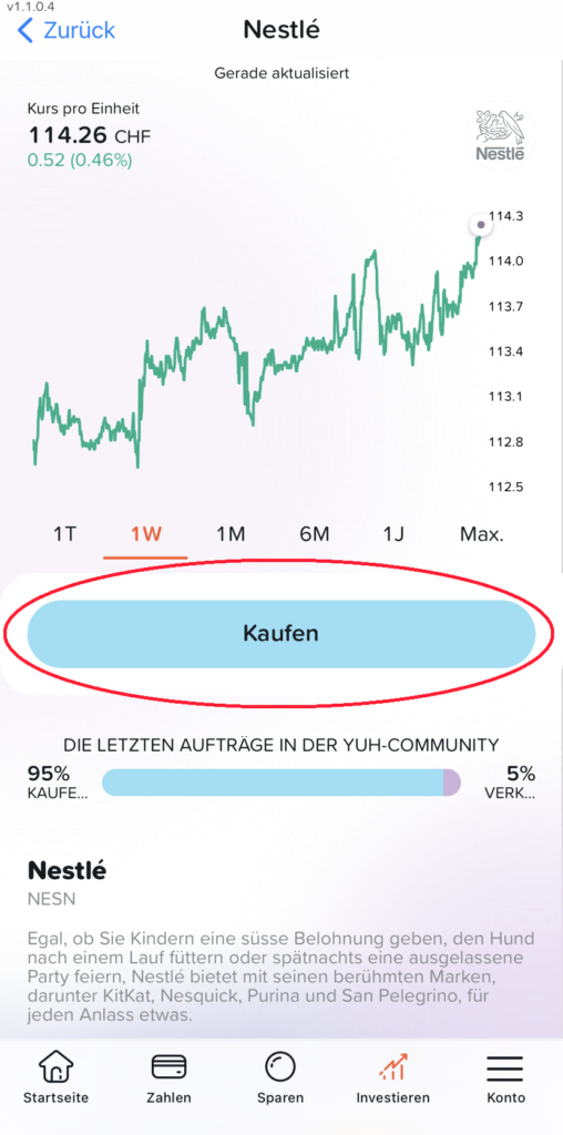 Yuh Aktien Liste