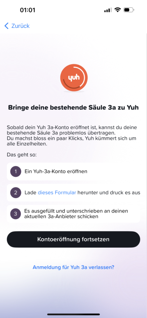 Yuh Säule 3a